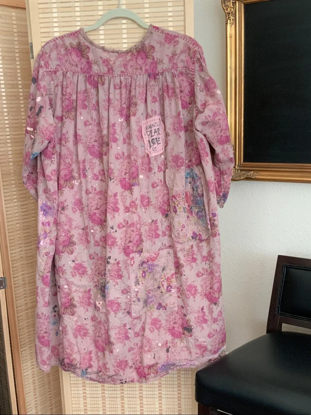 magnolia Pearl Rosewalk  Bohemian Pink Floral Duster Coat OS - Picture 9 of 11